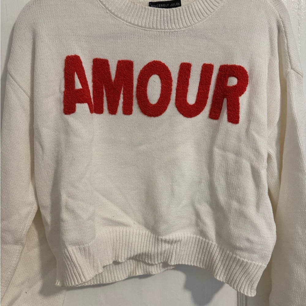 Sincerely Jules Cream Sweater with Red 'Amour'